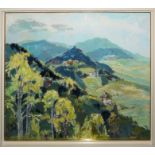 Karl Graf, "Blick auf Leinsweiler und Neukastell, Pfalz", oil painting from 1964, framed