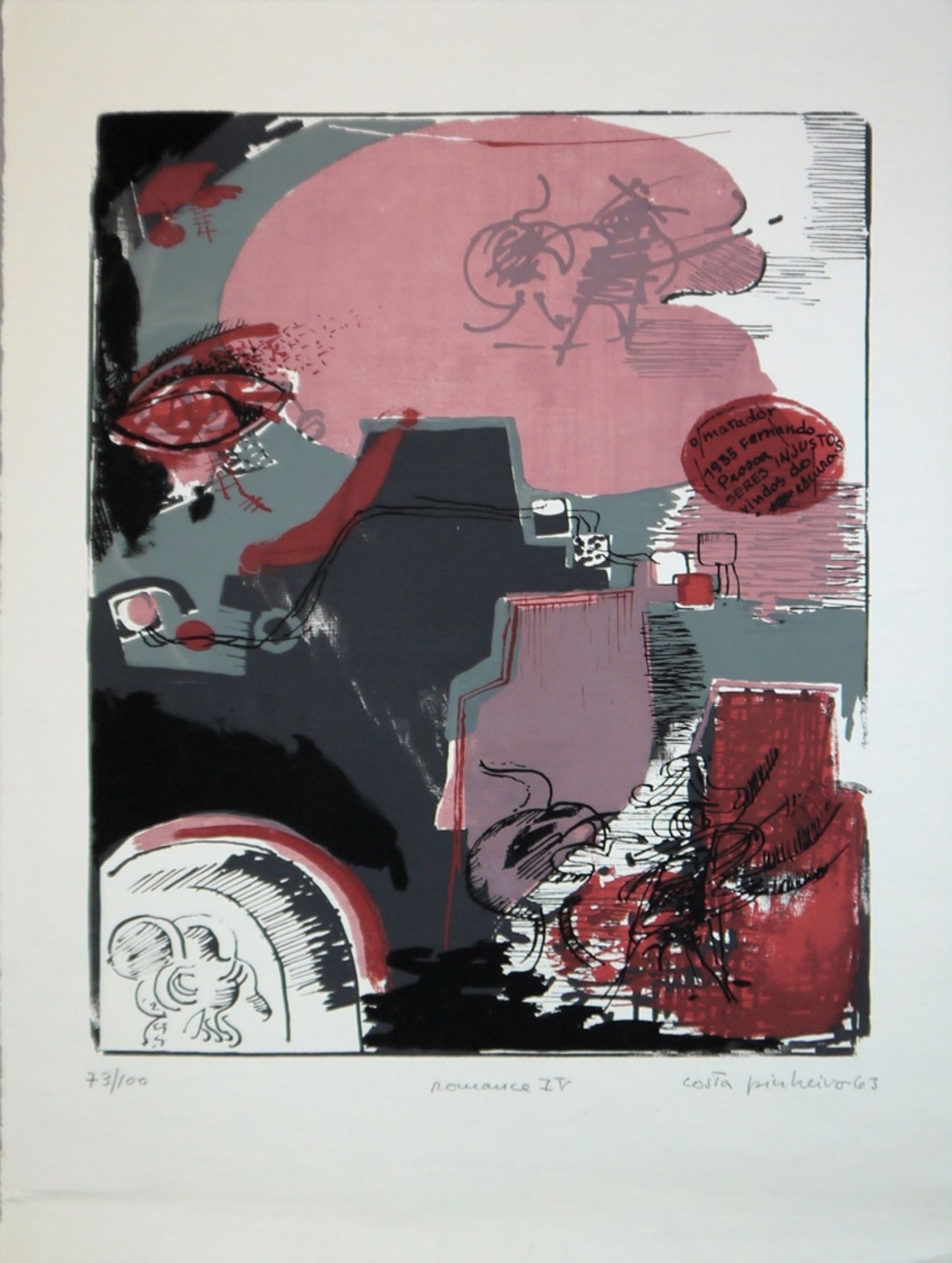 René Bertholo, Pop art, early sign. Colour lithograph from 1963 & Antonio Costa Pinheiro, 3 sign. C - Image 4 of 5