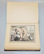 "Sonnets Luxurieux de Pierre Aretin", erotic album with 16 sheets in leather binding, around 1900