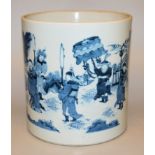 Large blue and white cylinder mug, late Qing period, China 19th century