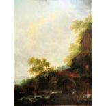 Johann Franz Nepomuk Lauterer, Cattle Drive in a Mountain Landscape, framed oil painting