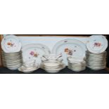 Extensive porcelain dinner service in the shape of "Osier" with flowers and insects for 9-20 person