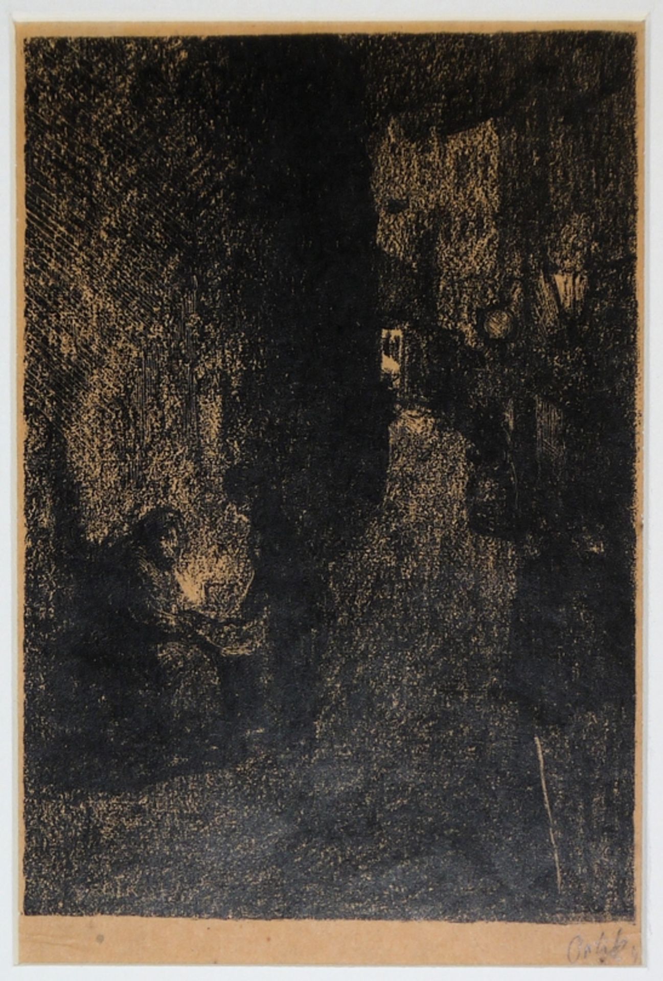 Emil Orlik, Nächtliche Szene mit Lichtquelle, 2 signierte Lithographien von 1897 - Bild 3 aus 3