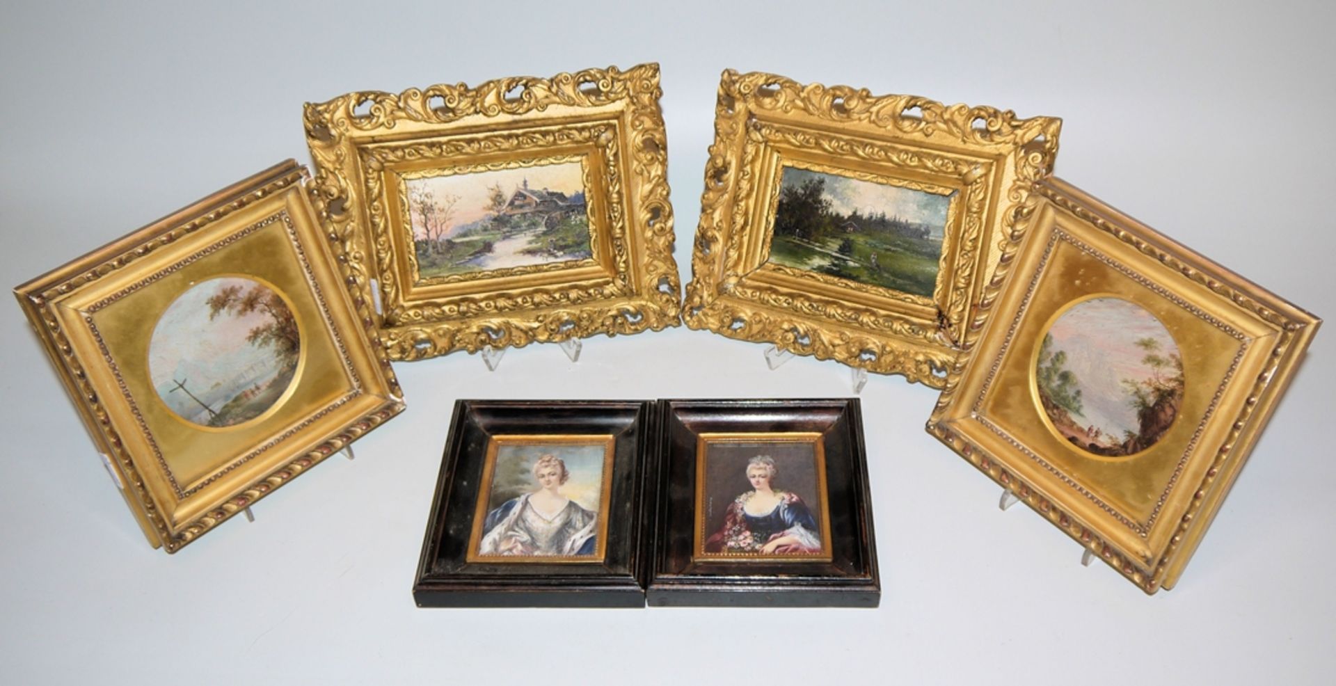 Collection bequest: 4 Romantic miniature paintings from the 19th cent. & 2 miniatures of beautiful 