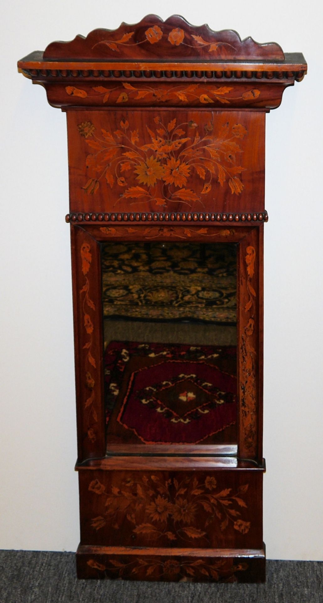 Pillar mirror with marquetry around 1860/70