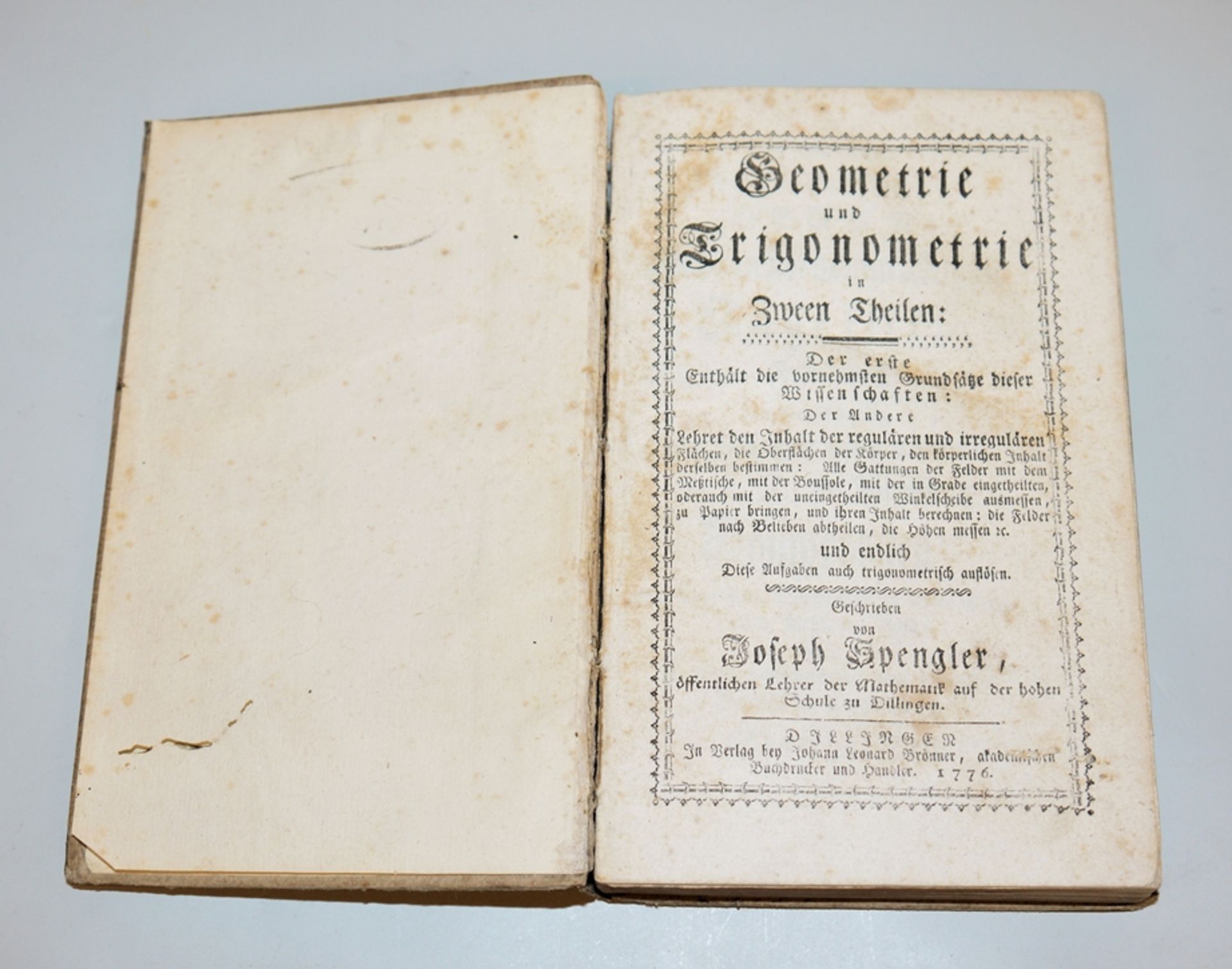 Joseph Spengler, Geometrie und Trigonometrie, 1776, rare!