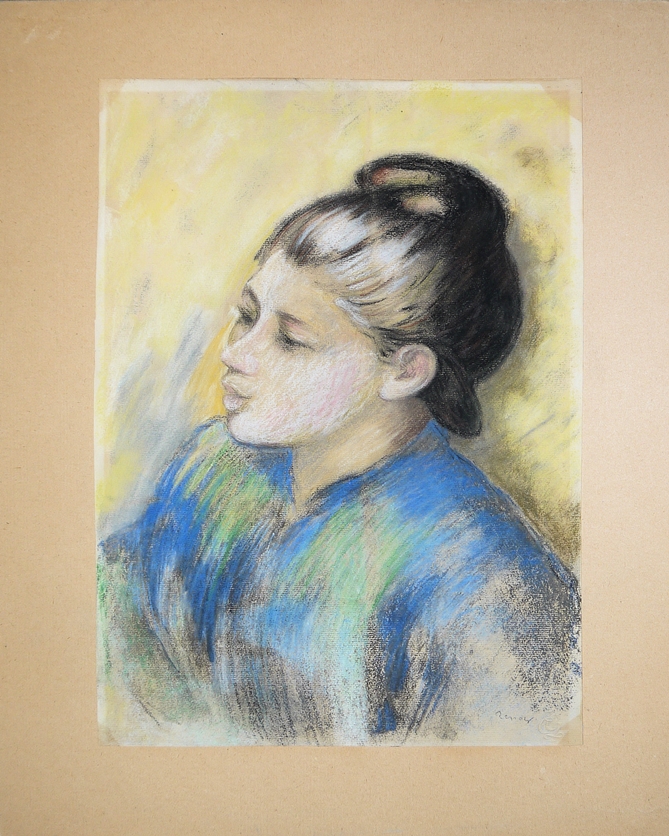 Pierre-Auguste Renoir, 2 pastels, a lithograph & an oil painting in gallery frame, 4 high quality r - Image 6 of 7