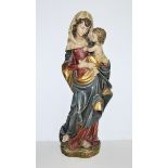 Large Val Gardena Madonna, carved and painted wood