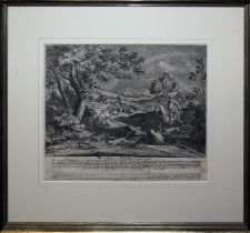 Johann Elias Ridinger, "Wie die Hasen mit Wind-Hunden gehetzt werden", Kupferstich, 1729, gerahmt &