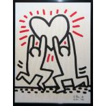 Keith Haring, aus: Bayer Suite, Offsetlithographie von 1982, in Originalrahmung