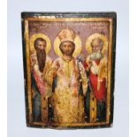 Greek Orthodox Icon of the "Three Hierarchs", 18th century