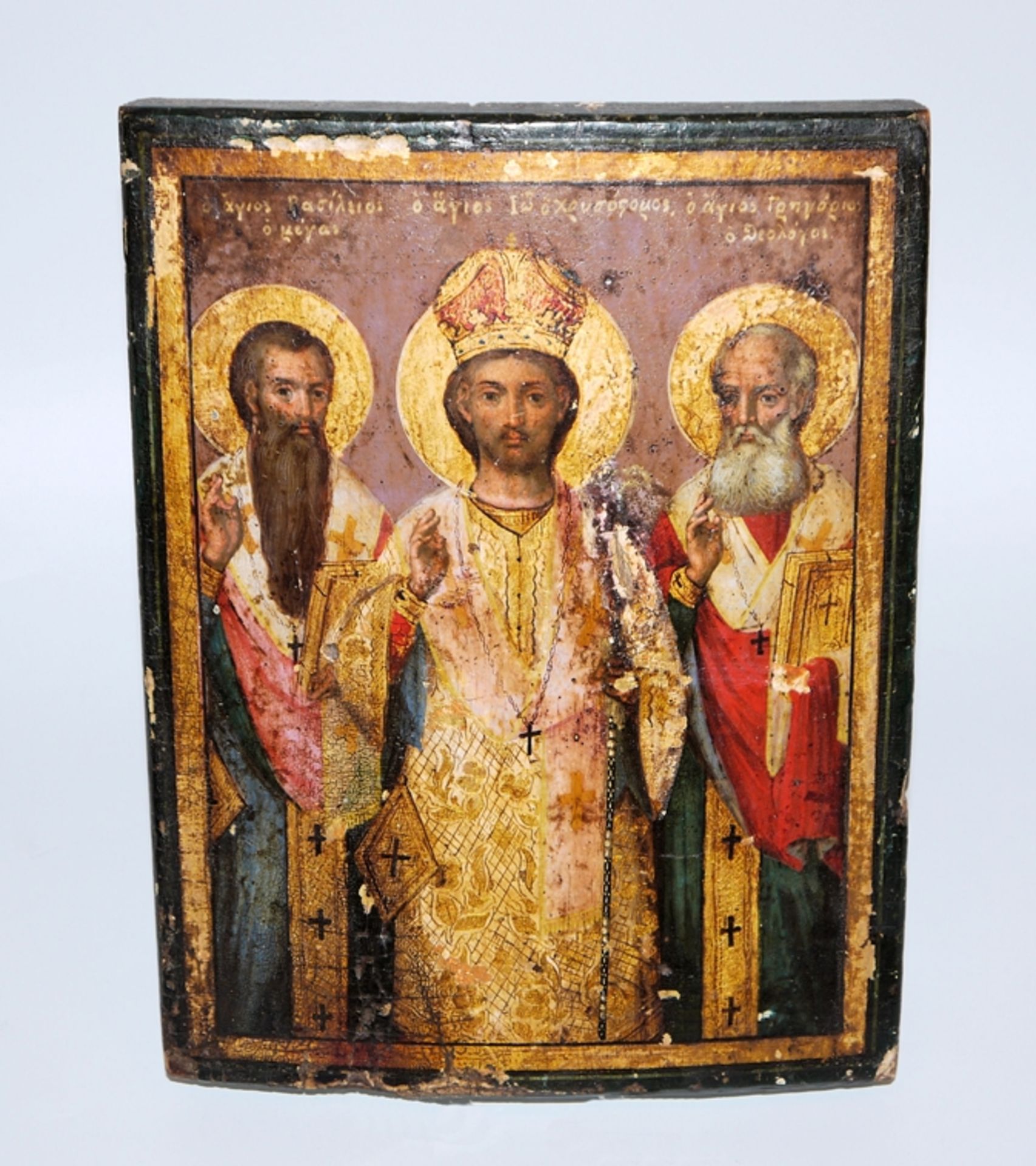 Greek Orthodox Icon of the "Three Hierarchs", 18th century