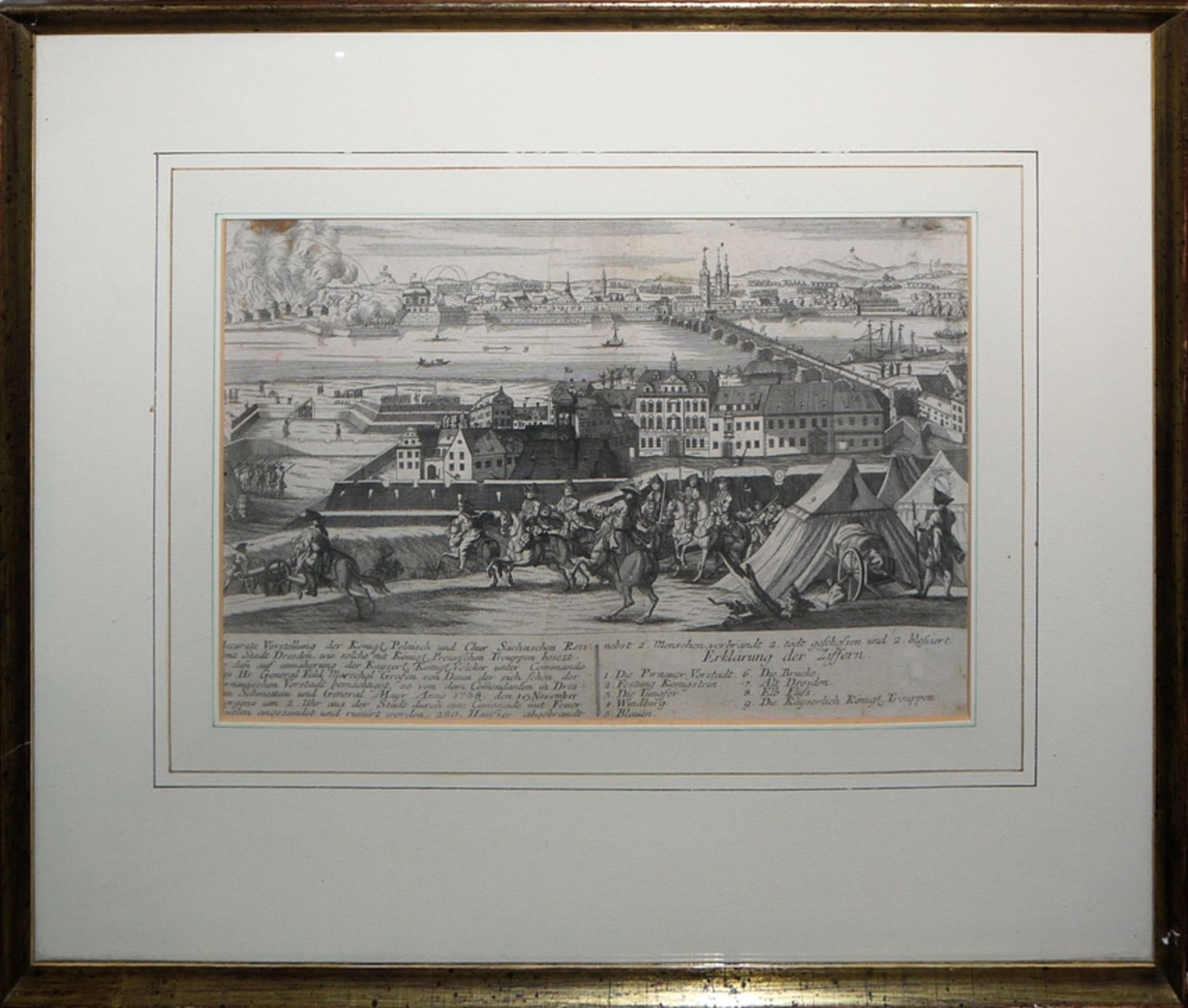 2 Stadtveduten und Dastellung aus Herculaneum: J.M. Will, Dresden im 7-Jahre-Krieg, Kupferstich, 17 - Bild 2 aus 3