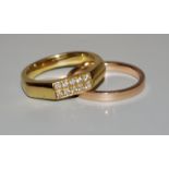 Brilliant ring and wedding band, gold
