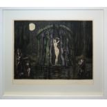 Ernst Fuchs, "The Birth of Venus", signed colour etching from 1974, framed