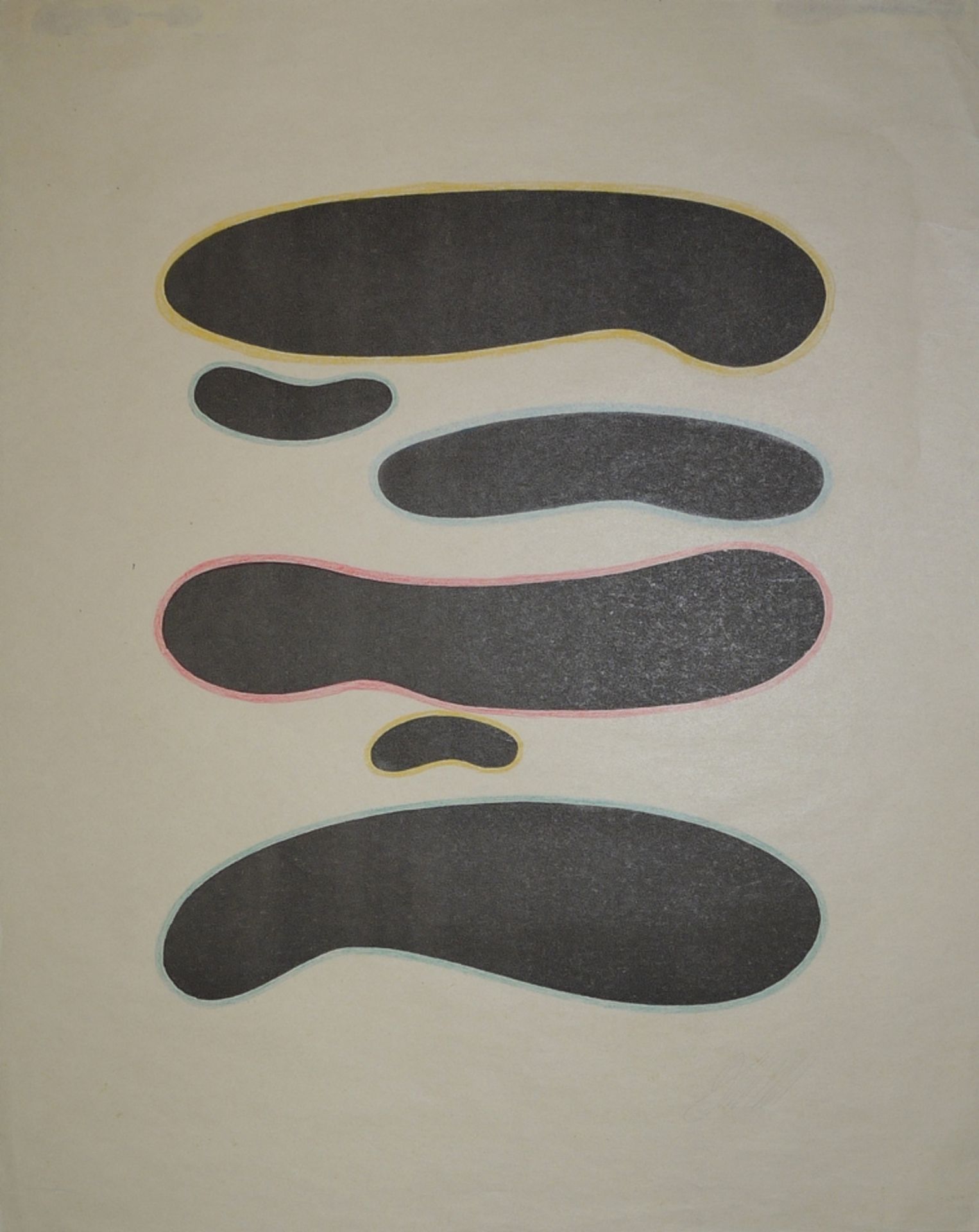 Willi Baumeister, "Formlinge III horizontal", sign. Colour lithograph, c. 1937