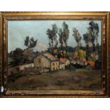 Léontine Darriet, French Landscape, oil painting, in gold frame 
