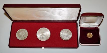 Gold Coin 1/10 oz Krugerrand South Africa 1982 & 3 Silver Coins Mexico & Canada 