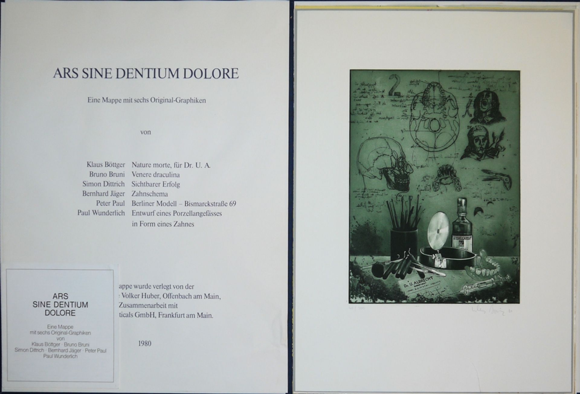 Ars sine dentium dolore. A portfolio with six original prints by Br. Bruni, P. Wunderlich, S. Dittr - Image 2 of 5