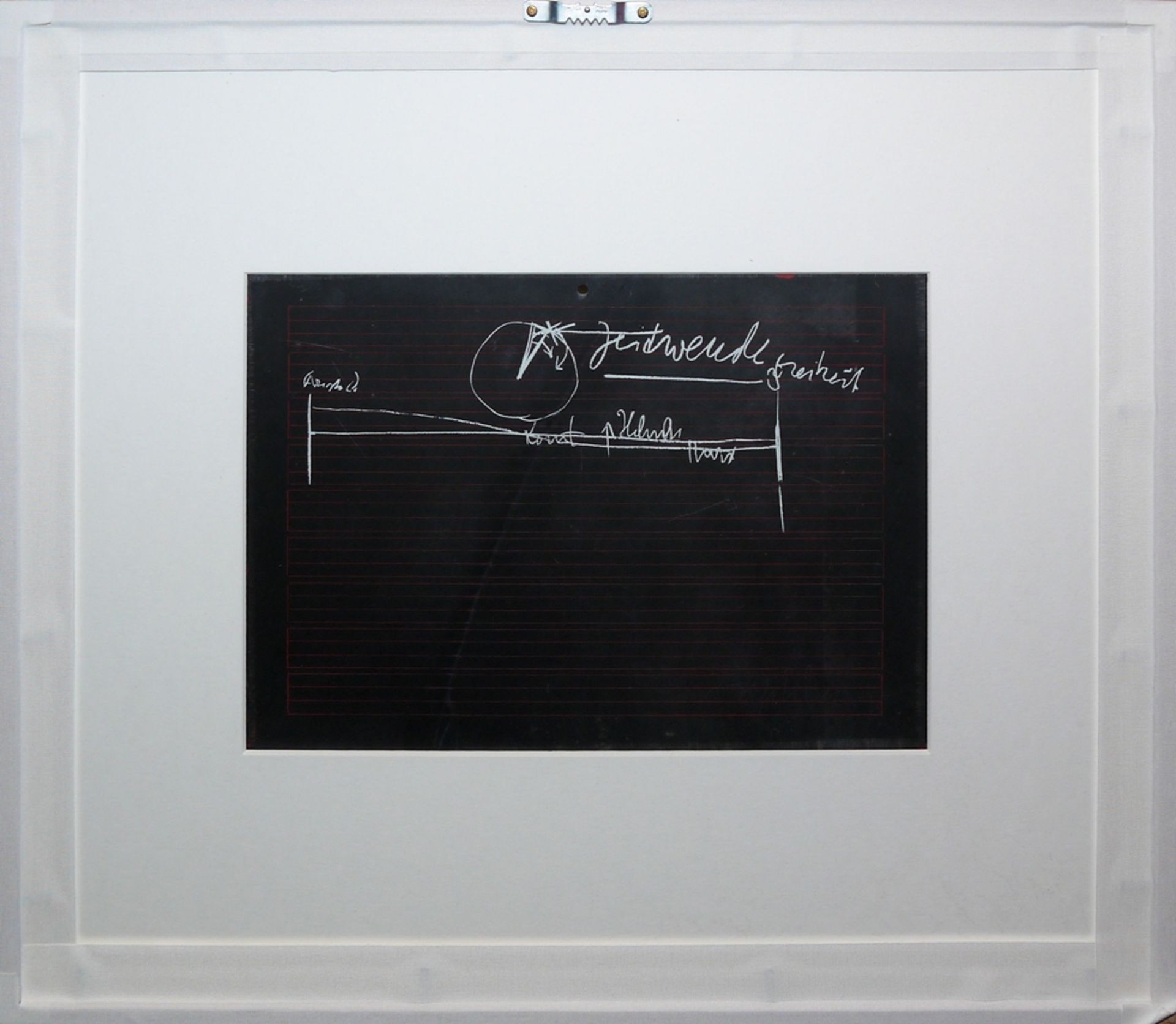 Joseph Beuys, slate panel with serigraph on both sides from 1972, signed, gallery-framed - Image 3 of 3