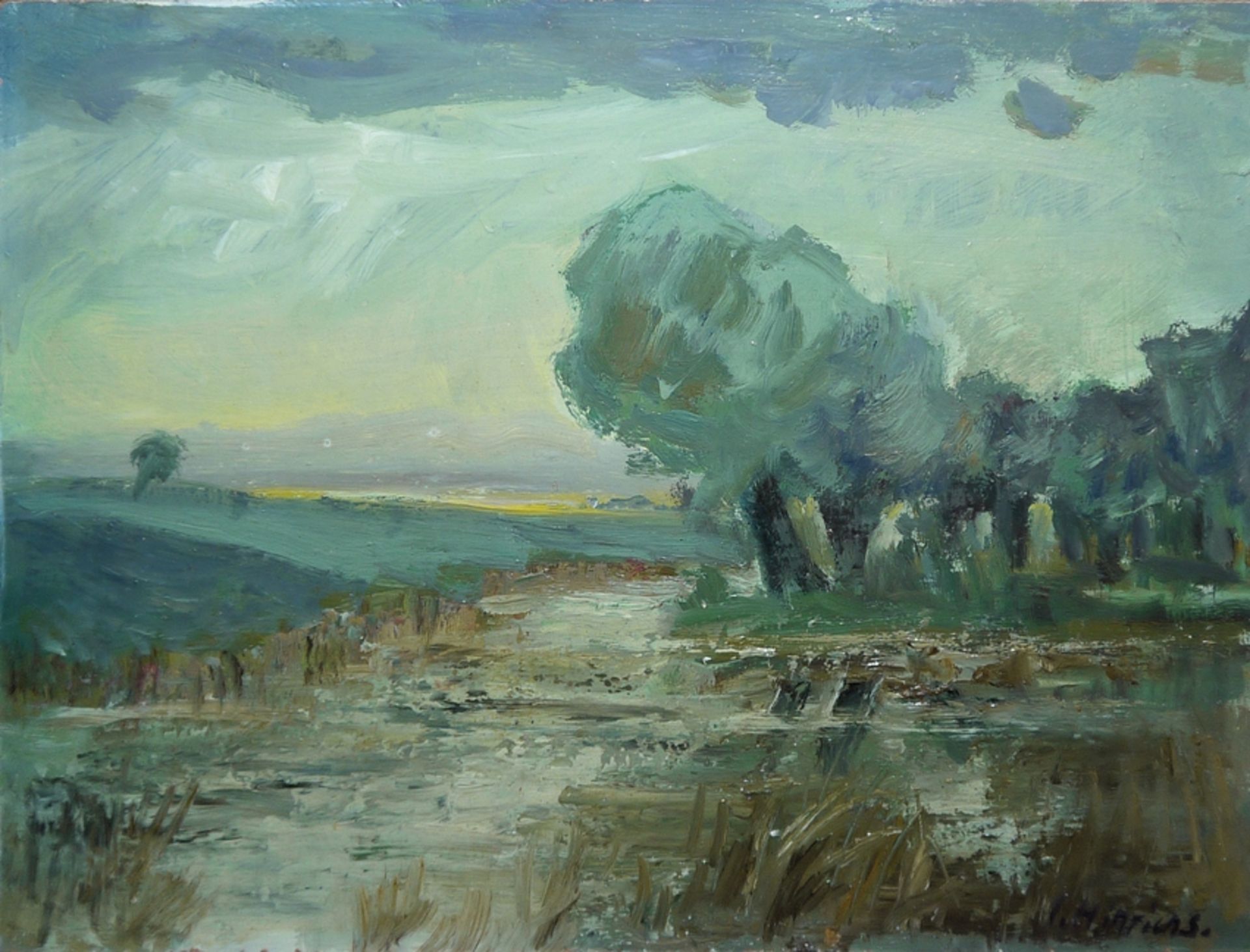 Carl Hinrichs, Mecklenburgische Landschaft, Ölgemälde