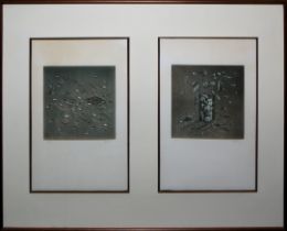 Hiroshi Asada, "Histoire de terre", 5 sign. Farbaquatinta-Radierungen von 1978, 3 x in Kassette, 2