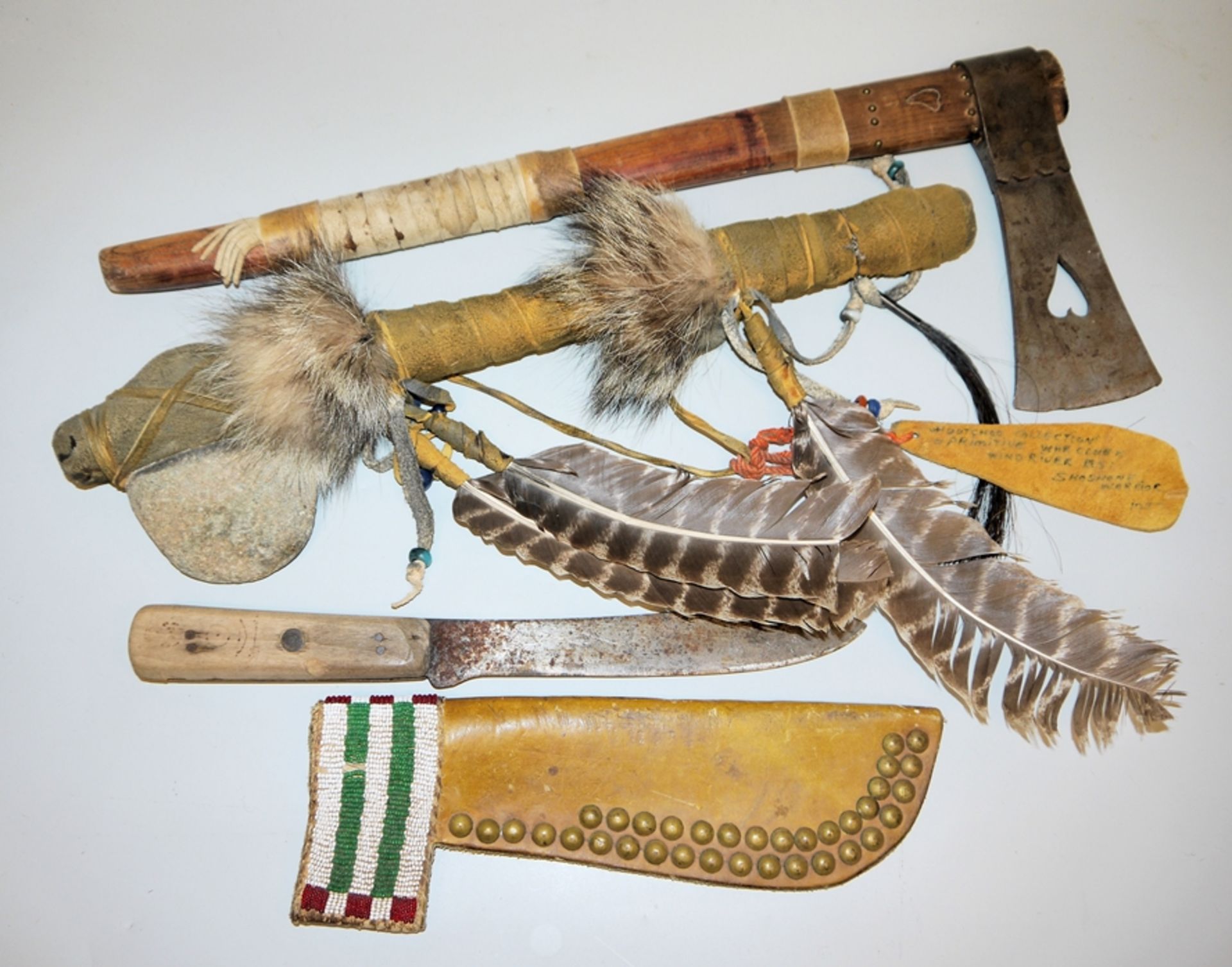 Three traditional weapons of the American Indians (Native Indians)