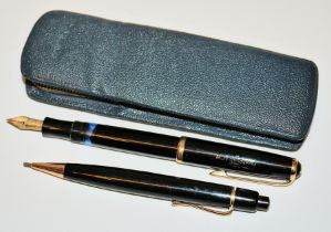 Montblanc piston fountain pen and mechanical pencil in case