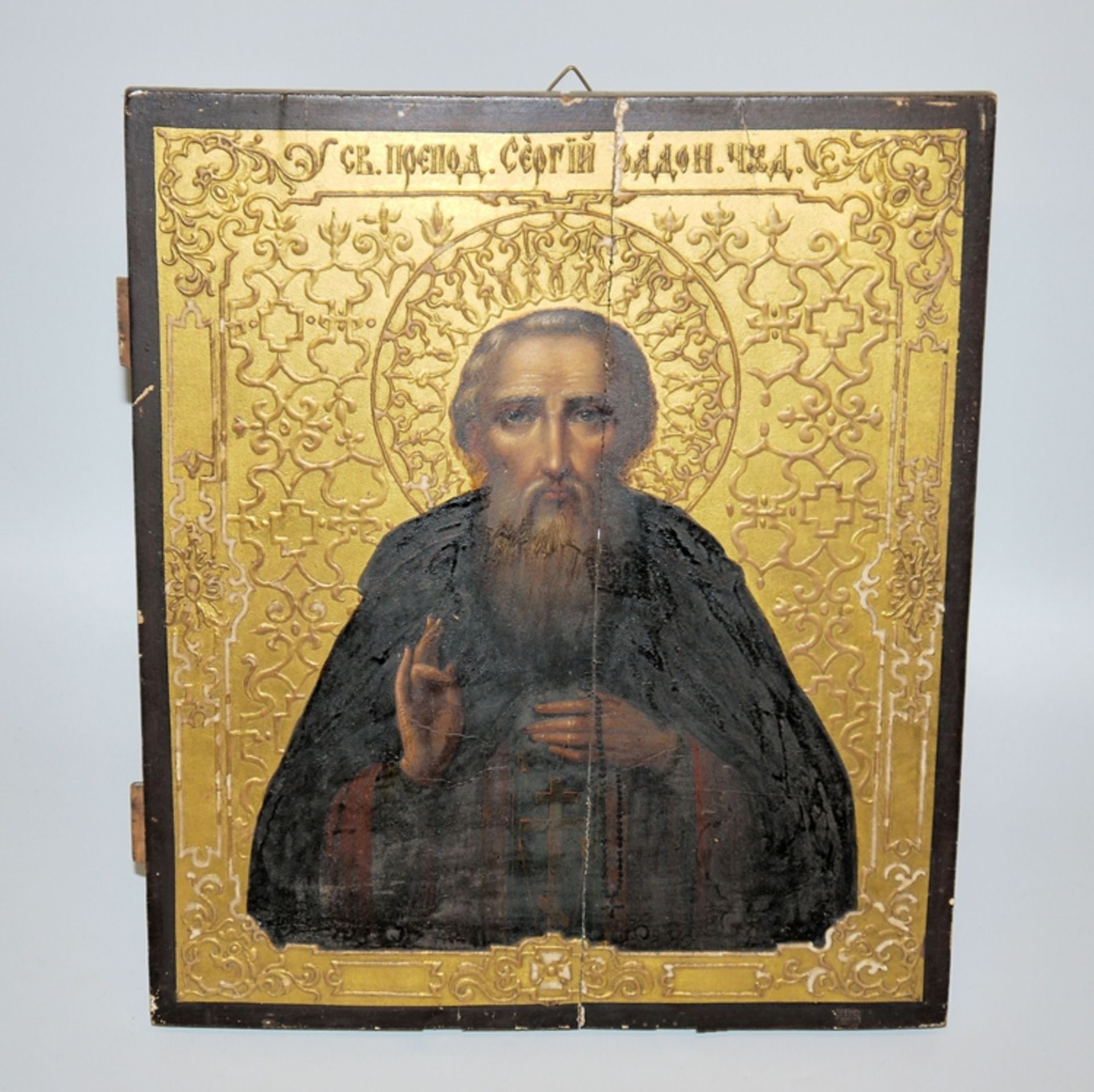 Icon of St Sergius (Sergej) of Radonezh, Russia, c. 1900