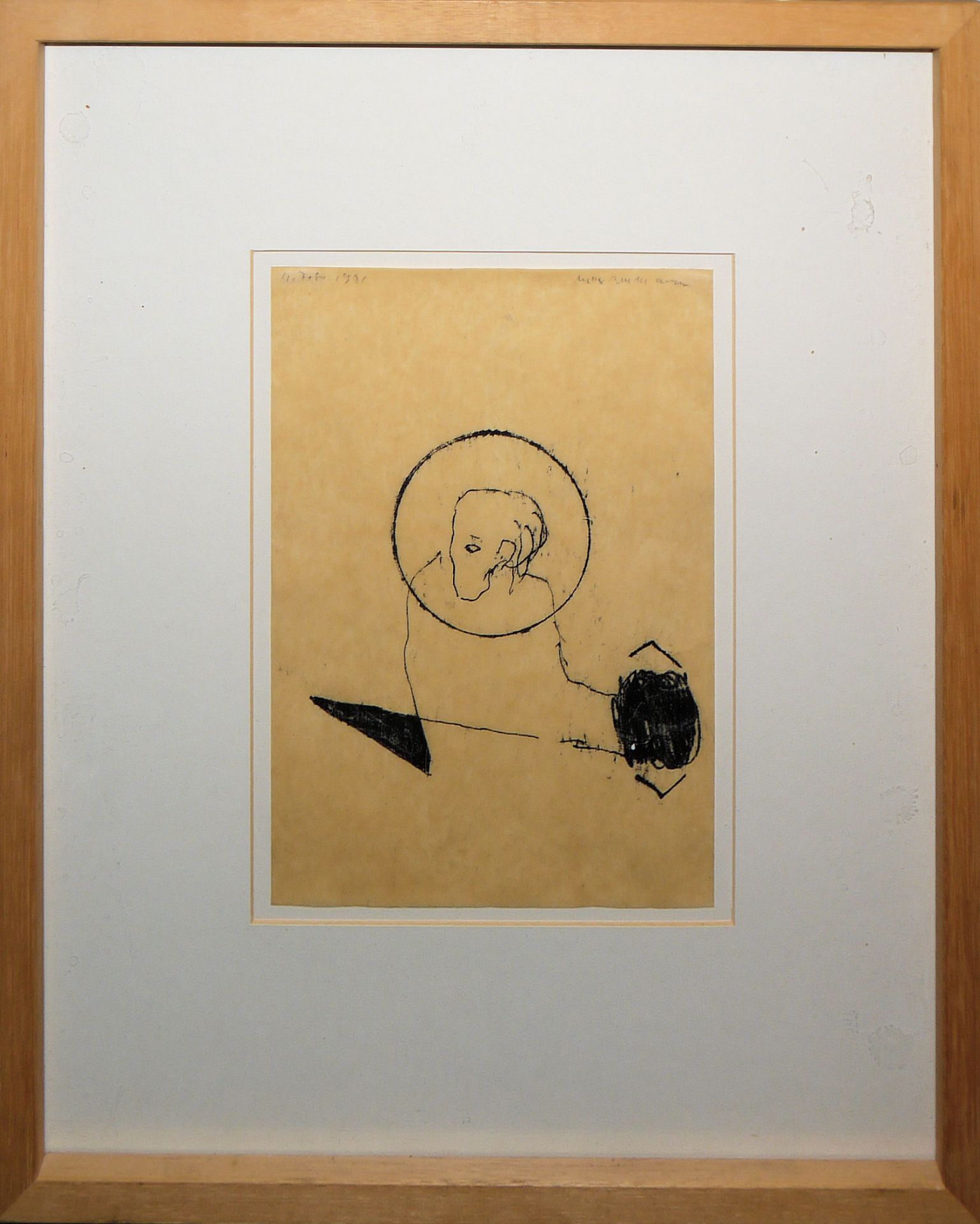 Max Neumann, Ohne Titel, signierte Kohlezeichnung von 1991, galeriegerahmt - Bild 2 aus 3