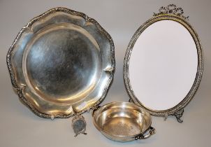 Sammlung Silber: Teller, 19. Jh., Schale um 1900 & 2 Bilderrahmen, 20. Jh.