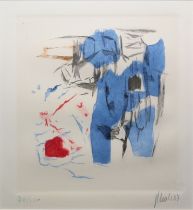 Fritz Winter, Farbaquatinta 6, signierte Farbradierung von 1967, galeriegerahmt