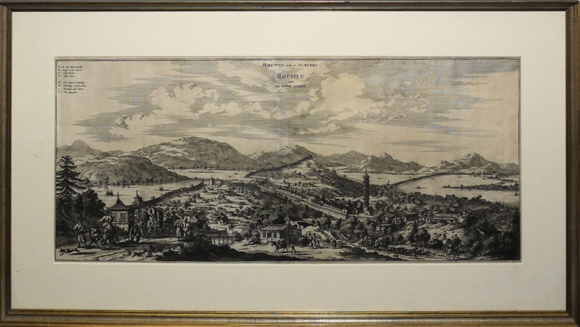 Johan Nieuhof, "Hocsieu with its suburbs / Hocsieu met de voor Stadt", view of the harbour city of 