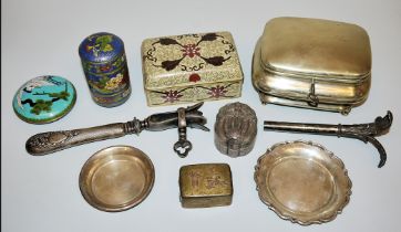 Collection of boxes and small silverware from Europe and Asia, 10 partially