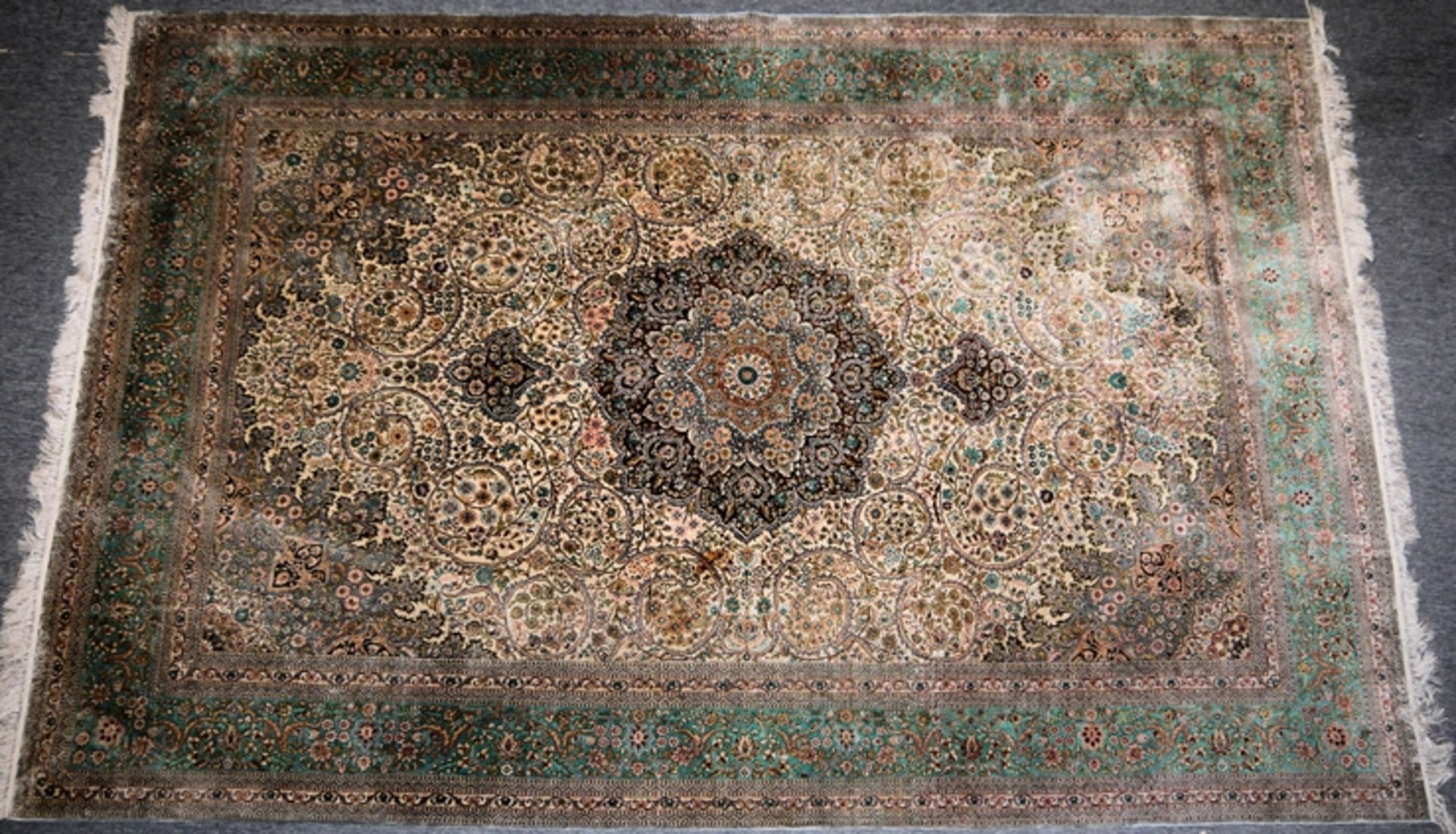 Oriental silk rug, Tabriz, China, approx. 50-60 years old, very fine weave
