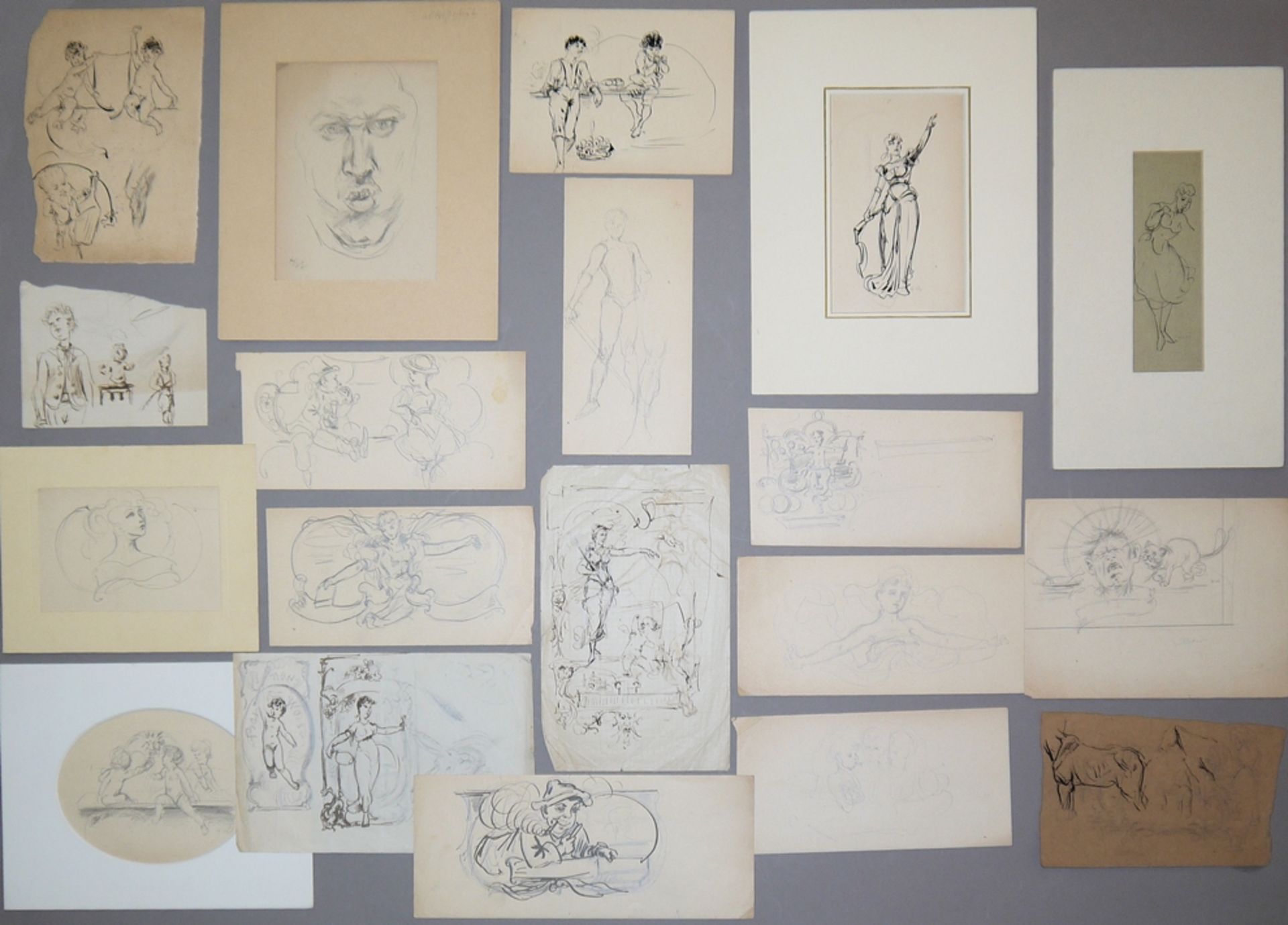 Heinrich Wolf, Sammlungsnachlass von 19 Blatt Zeichnungen