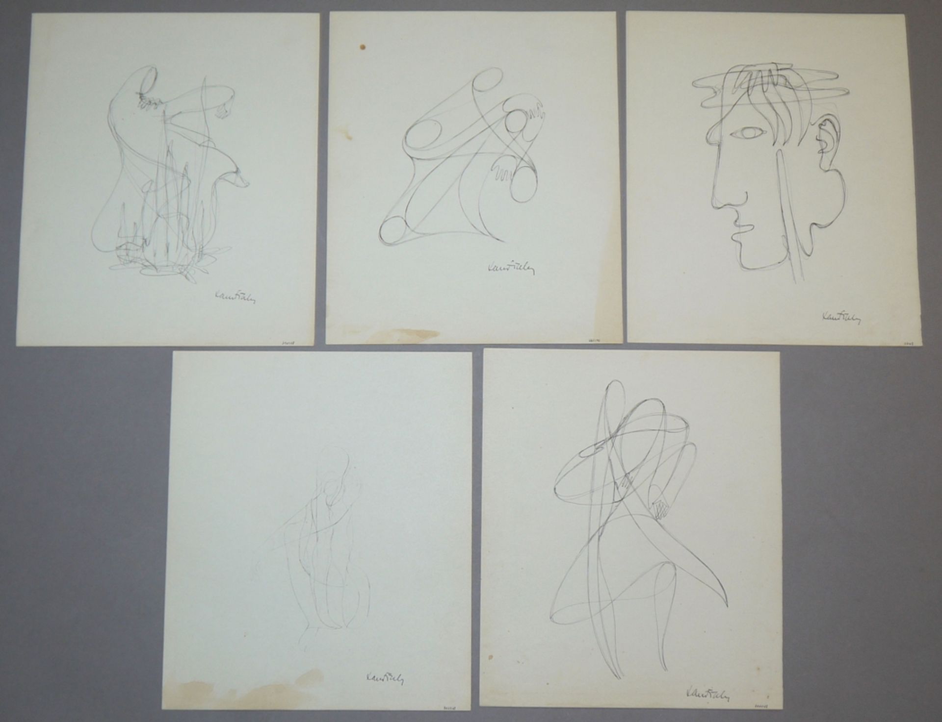 Xavier Albert Fiala, collection estate with 11 drawings and watercolours as well as 3 linocuts from - Image 4 of 5