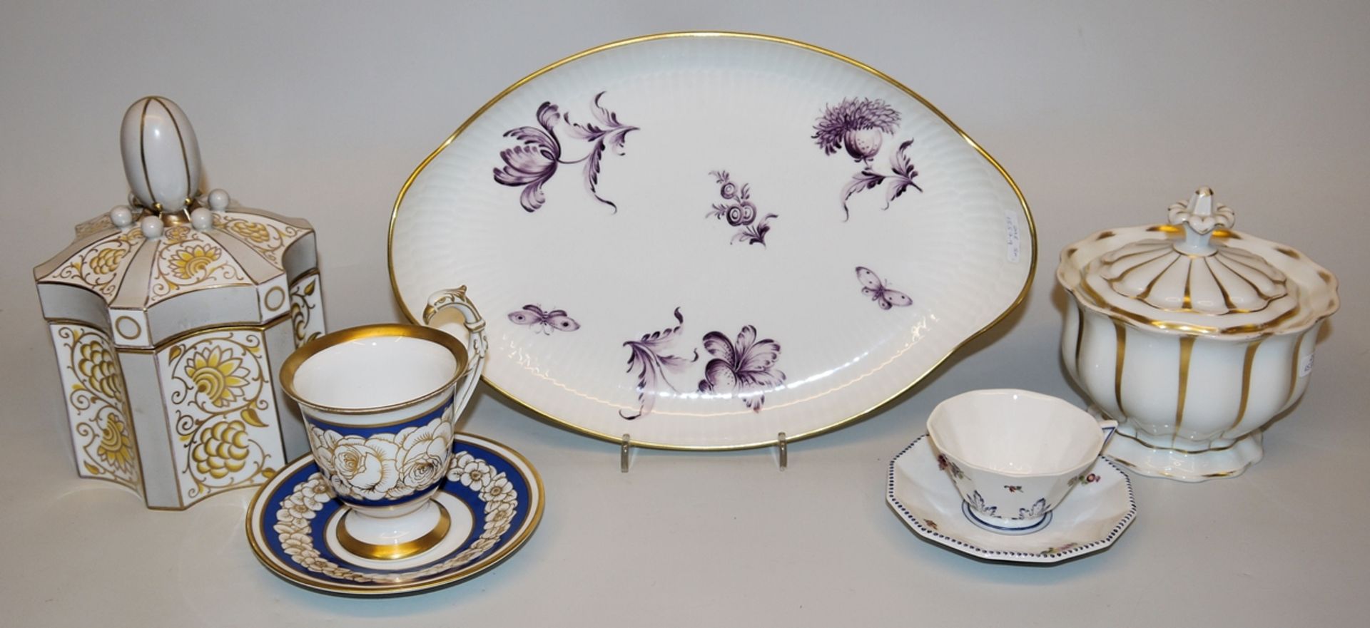 Collection of branded porcelains, Fraureuth, Nymphenburg, Rosenthal, Fürstenberg c. 1920-1950