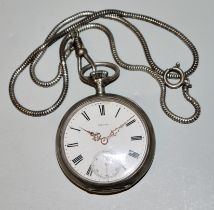 Herrentaschenuhr Omega um 1900/10, Silber, an Uhrenkette