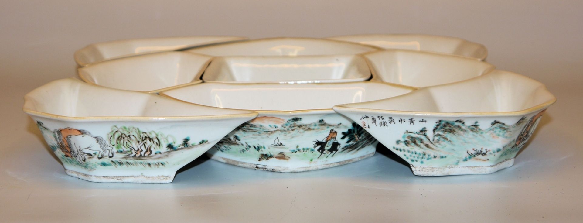 9-piece porcelain cabaret from the Republic period, China 1st half of the 20th century
