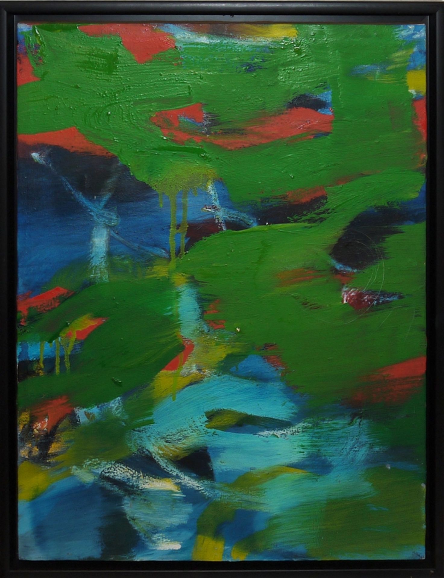 Jung in Kim, Abstrakte Kompositionen, 4 Ölgemälde aus süddeutscher Unternehmens-Sammlung, alle in G