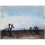 Klaus Fußmann, "Mojave Desert", desert in California, signed watercolour from 1983