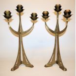 Pair of large Art Nouveau candlesticks, brass bronze, designed by Richard Müller