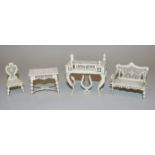 Four filigree pieces of Biedermeier doll's house furniture, 19th century