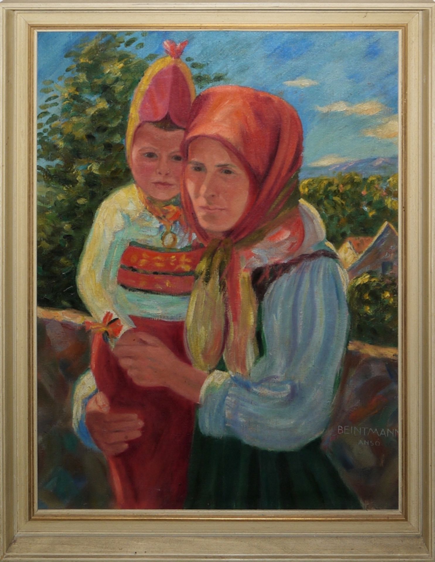 Wilhelm Beintmann, "Ansó", oil painting c. 1910/20, in the original frame