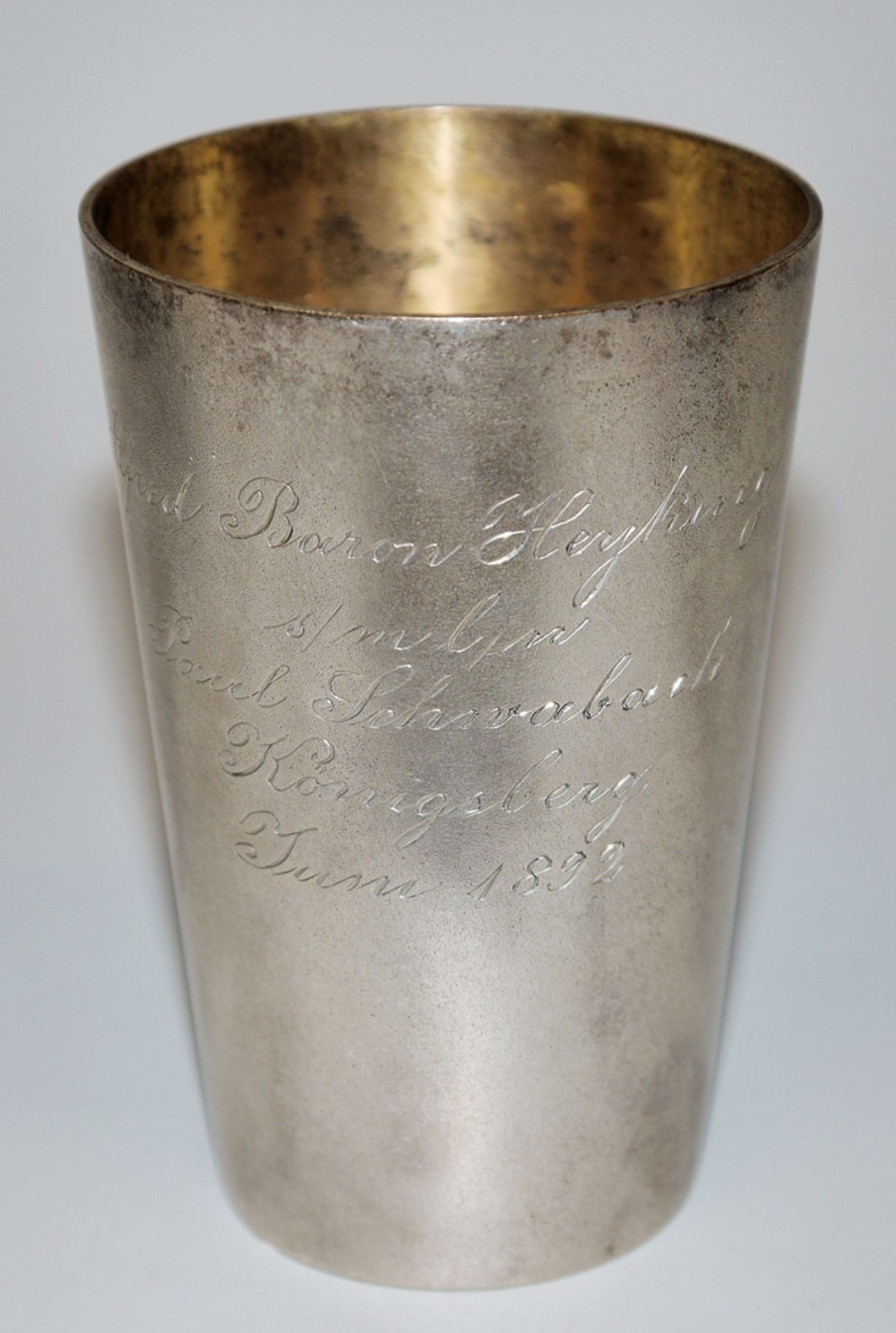 Three silver mugs and a cigar case from an East Prussian family estate - Image 2 of 2