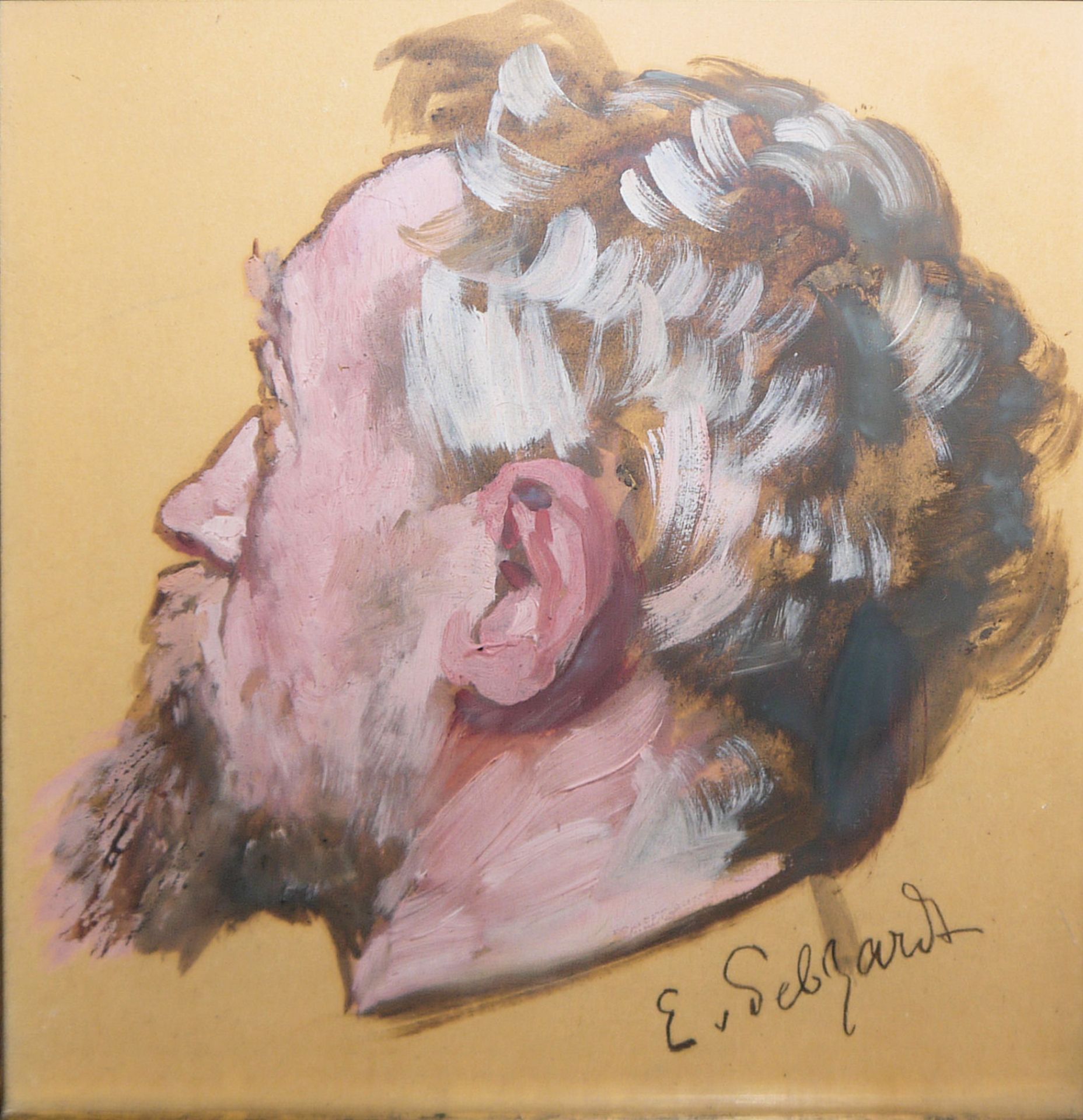Eduard von Gebhardt, Portrait des Düsseldorfer Malers Wilhelm Döringer, Ölgemälde, gerahmt - Bild 2 aus 2