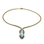 Seltenes Vintage-Collier mit großem Aquamarin