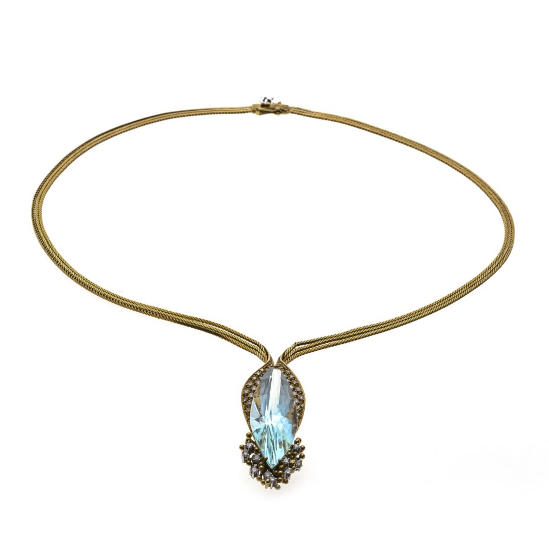 Seltenes Vintage-Collier mit großem Aquamarin