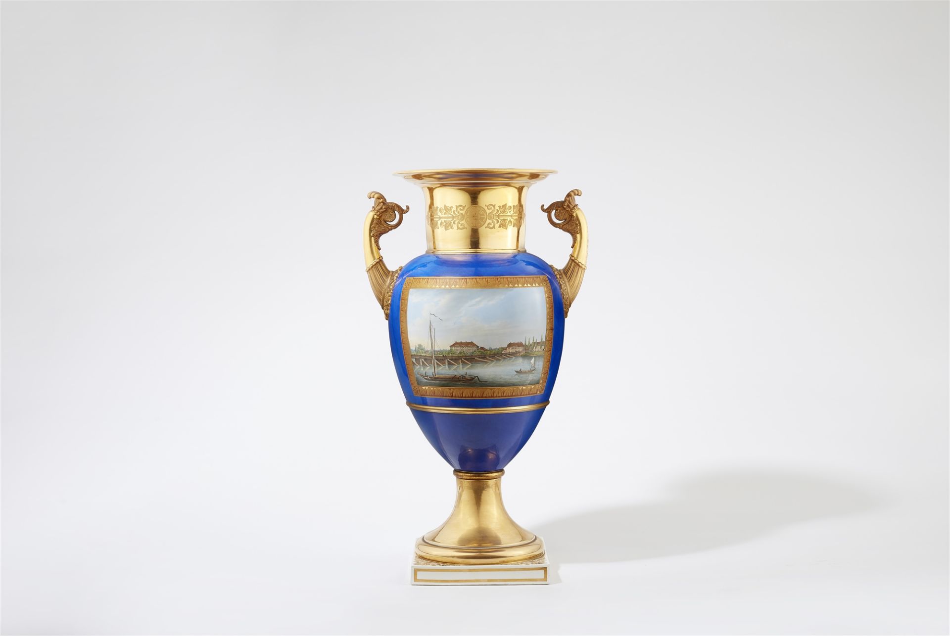 A Berlin KPM porcelain vase with two views in the manner of Eduard Gaertner - Image 2 of 2